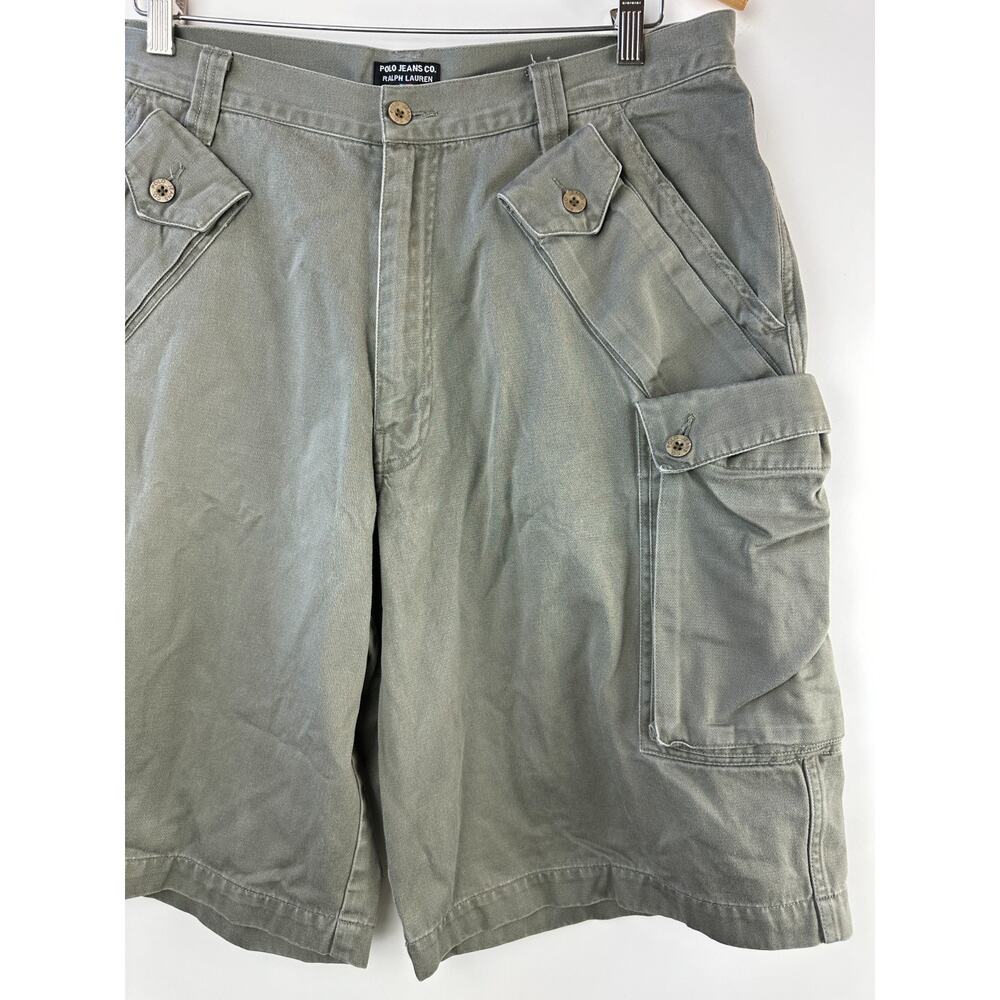 Polo Jeans Co. Ralph Lauren Cargo Shorts Faded Green Vtg Look Men's Size 36 - Picture 4 of 13